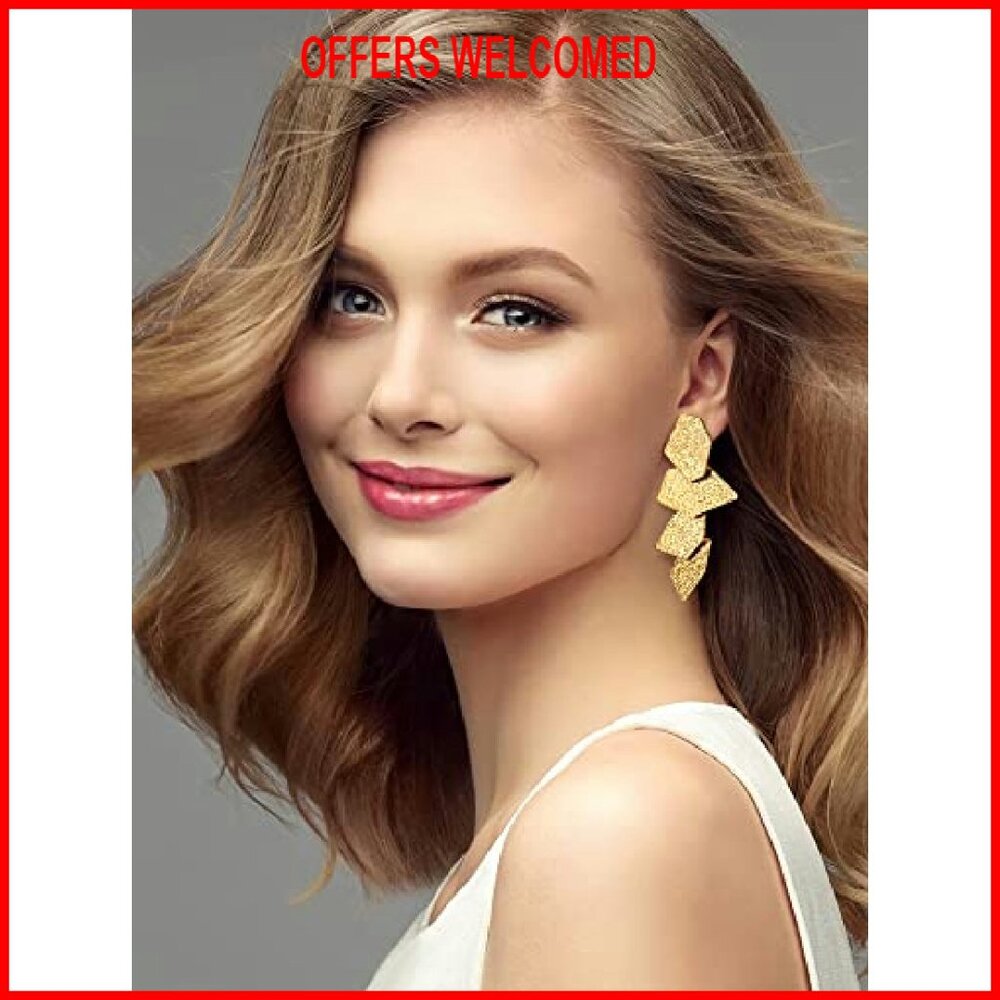 6 Pair Statement Earrings Geometric Drop Dangle A… - image 7